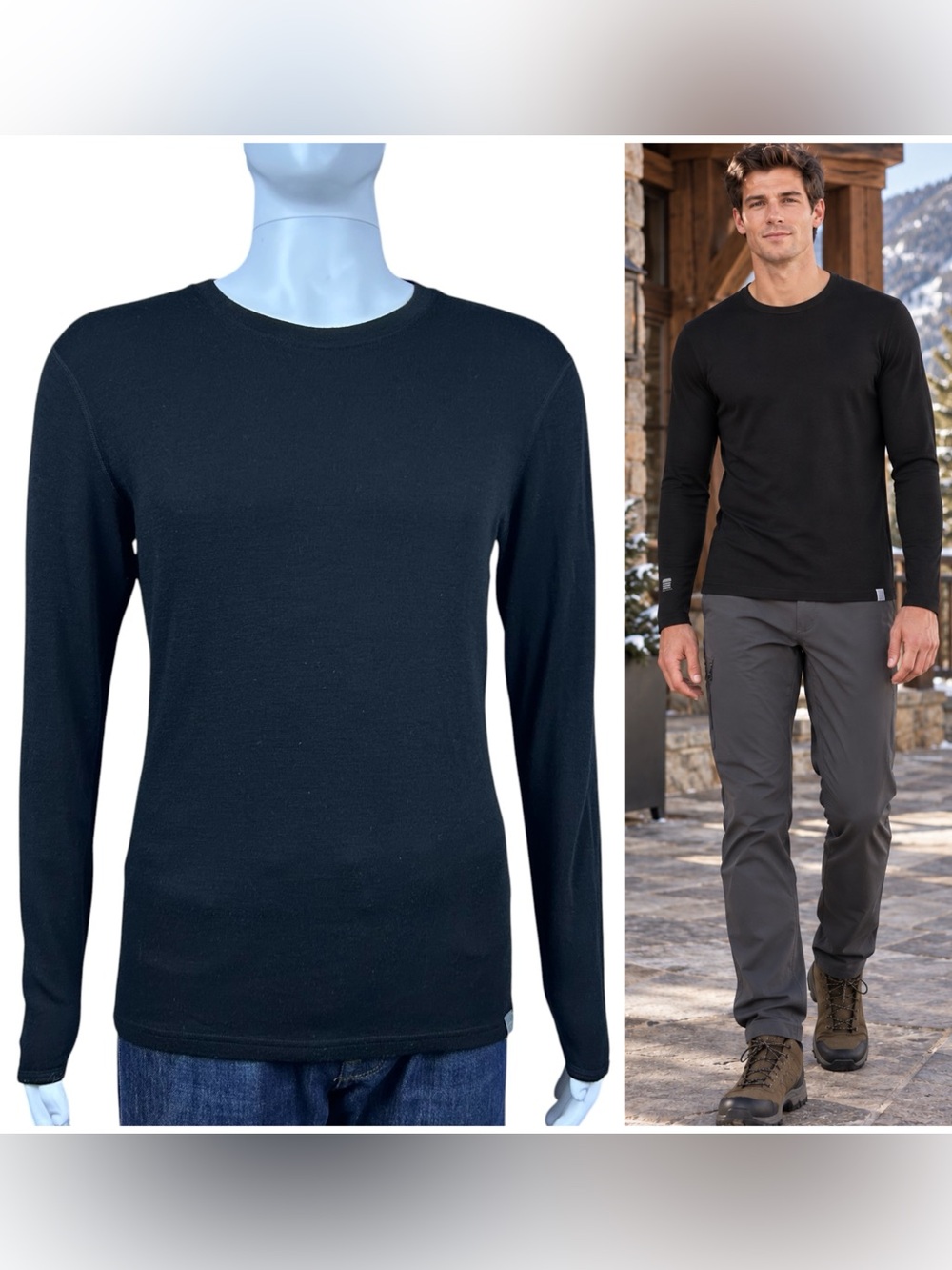 Meriwool Merino 250g Base Layer Mens L Wool Long Sleeve Midweigth Pullover Top